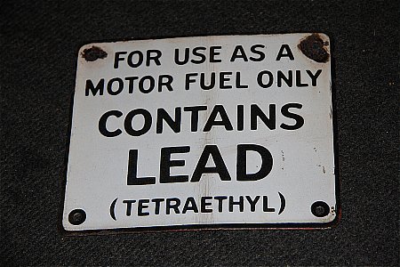 LEAD PETROL PLAQUE. - click to enlarge
