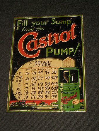 CASTROL CABINET PRICE SIGN - click to enlarge