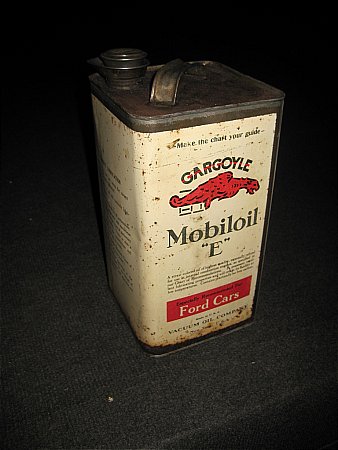 MOBIL "E" FORD GALLON CAN. - click to enlarge