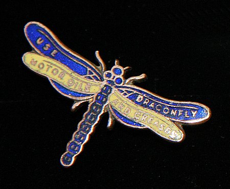 Enamel Badge. DRAGONFLY OILS (SMALL) - click to enlarge