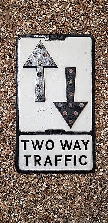 TWO WAY TRAFFIC ROAD SIGN - click to enlarge