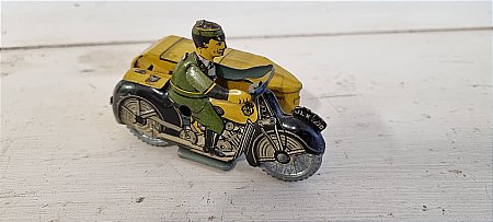 A.A. TIN PLATE MOTORBIKE AND SIDECAR. - click to enlarge