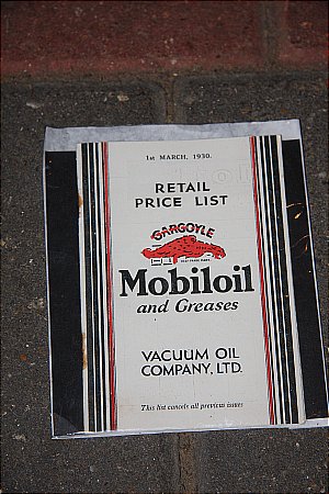 MOBIL 1930 PRICE LIST - click to enlarge