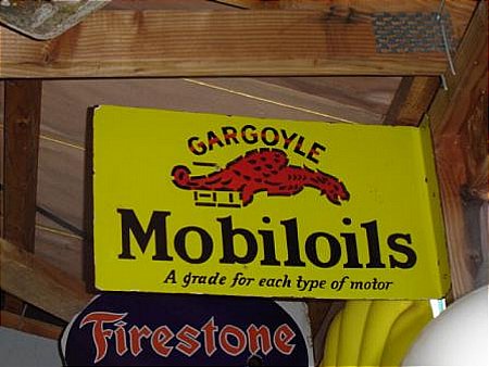 Sign, Mobiloil Gargoyle post mount sign. - click to enlarge