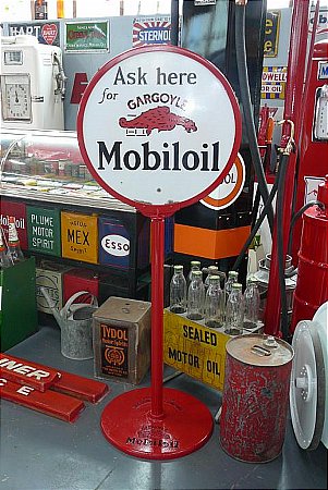 Sign, Mobiloil Gargoyle lollipop sign. - click to enlarge