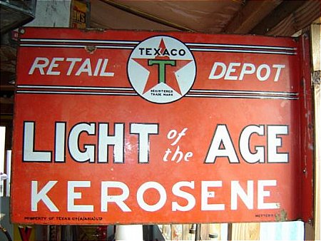 Sign, Texaco Kerosene post mount. - click to enlarge
