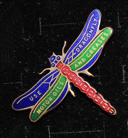 Enamel Badge. DRAGONFLY OILS (LARGE) - click to enlarge