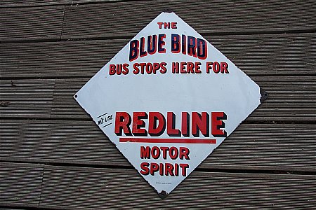 REDLINE BLUE BIRD ENAMEL SIGN - click to enlarge