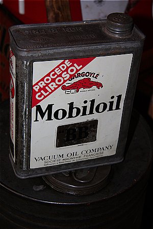 MOBILOIL FRENCH LITRE TIN. - click to enlarge