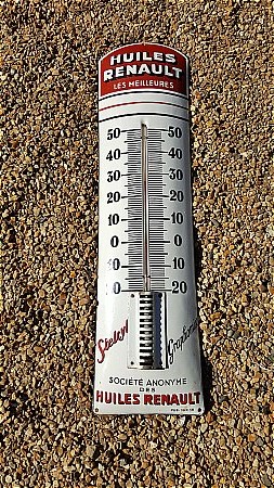 HUILES RENAULT THERMOMETER SIGN. - click to enlarge