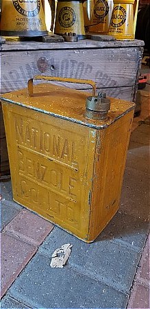 NATIONAL BENZOLE TWO GALLON PETROL CAN. - click to enlarge