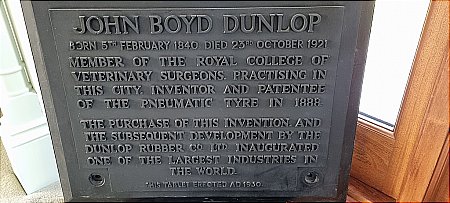 JOHN BOYD DUNLOP PLAQUE - click to enlarge