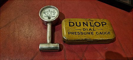 DUNLOP PRESSURE GUAGE WITH TIN. - click to enlarge