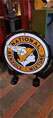 NATIONAL BENZOLE DOUBLE SIDED FORECOURT SIGN - click to enlarge